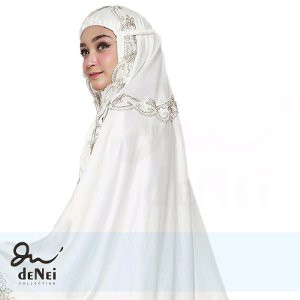 DNC1 MUKENA KRISDAYANTI SUTERA VELVET BROKEN WHITE ALAT SHOLAT RUKUH WANITA KD RENDA BORDIR LEBARAN