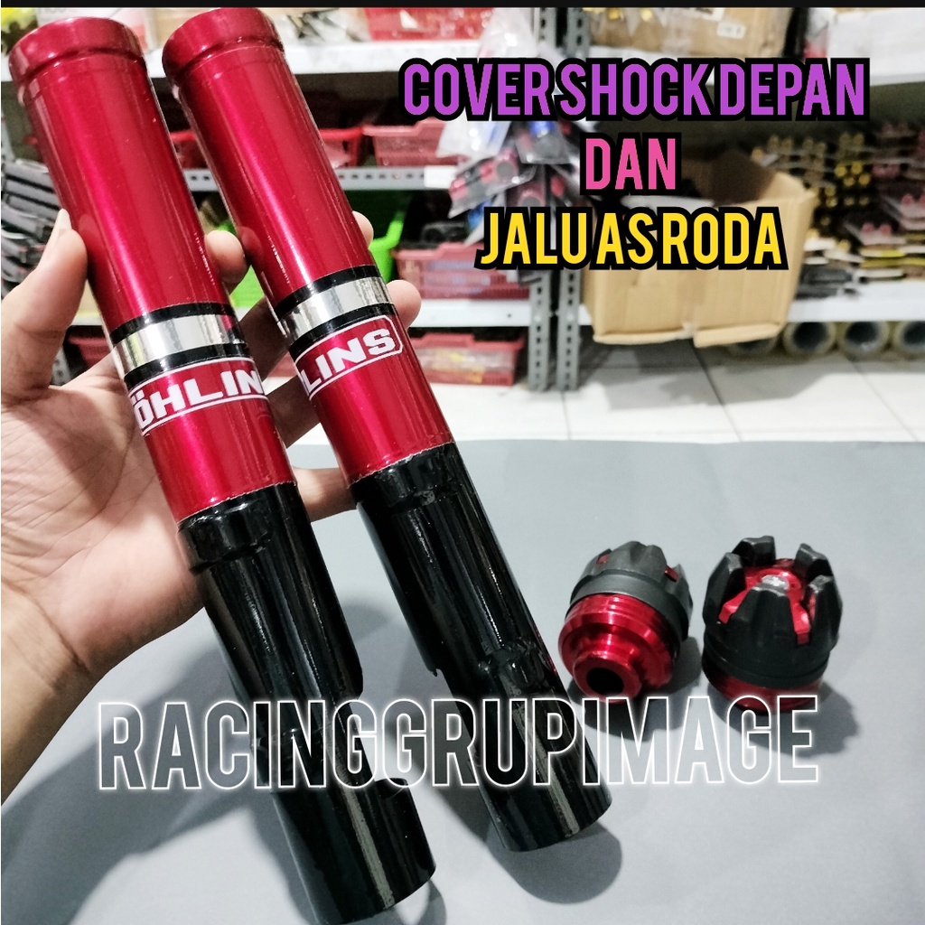 PAKET OHLINS Cover Shock Matic Honda Semua Series (Beat,Vario,Scoppy,Genio) MERAH