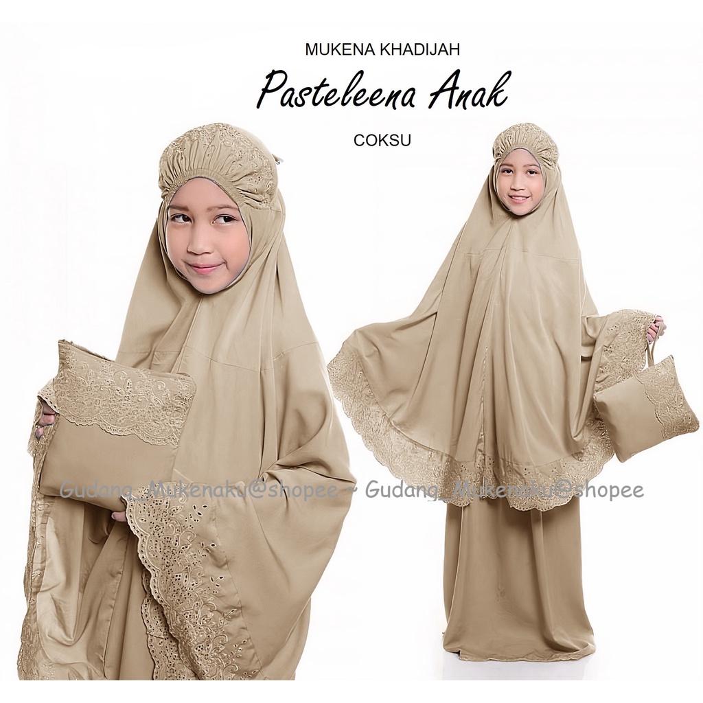 Gudang_mukenaku Mukena Anak ( 8-12 th) Pasteleena by Siti Khadijah Dalanova Terbaru Exclusive 2020