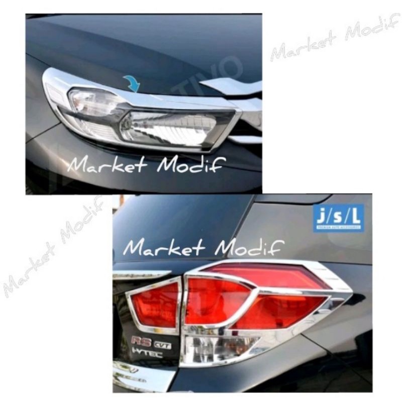 Paket Garnish Lampu Chrome Mobilio 2017-2020 Depan Belakang