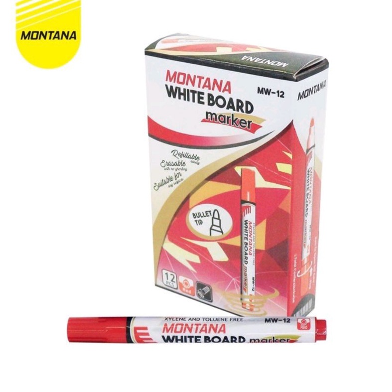 (1box)Spidol Whiteboard Marker Montana Hitam Biru merah / spidol bisa dihapus / spidol isi ulang