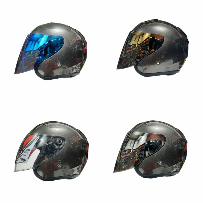Helm Kyoto Solid Abu Ganmet glossy Visor Iridium Merk Paket Ganteng DYR