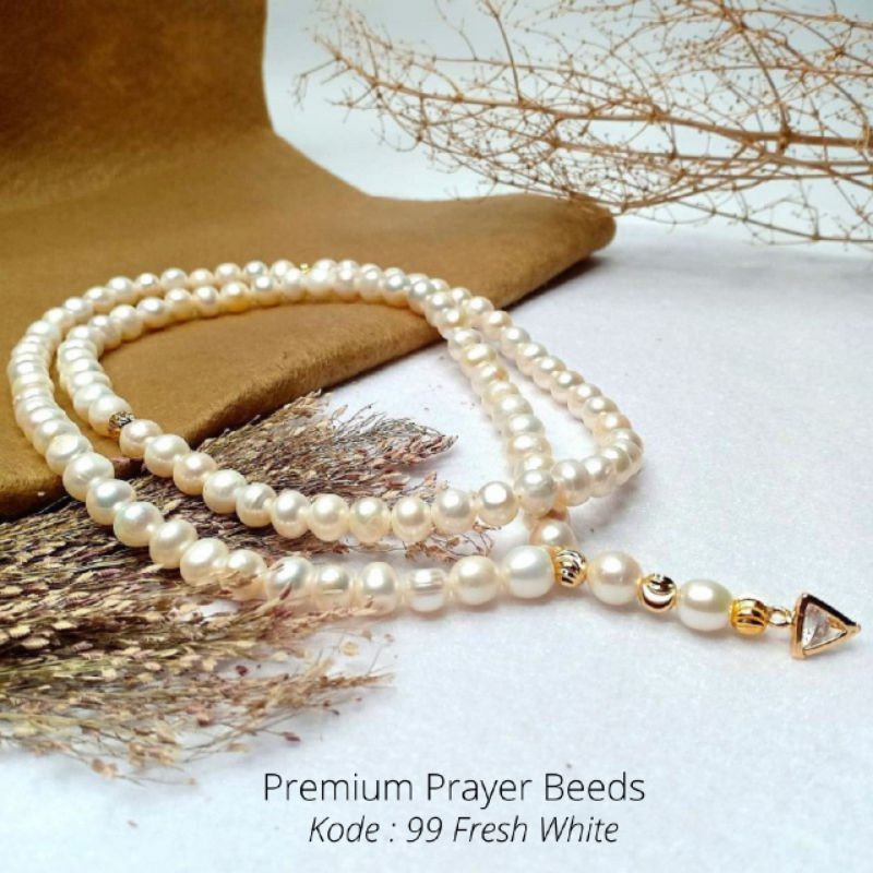 TASBIH MUTIARA ASLI BERSERTIFIKAT 99-Putih