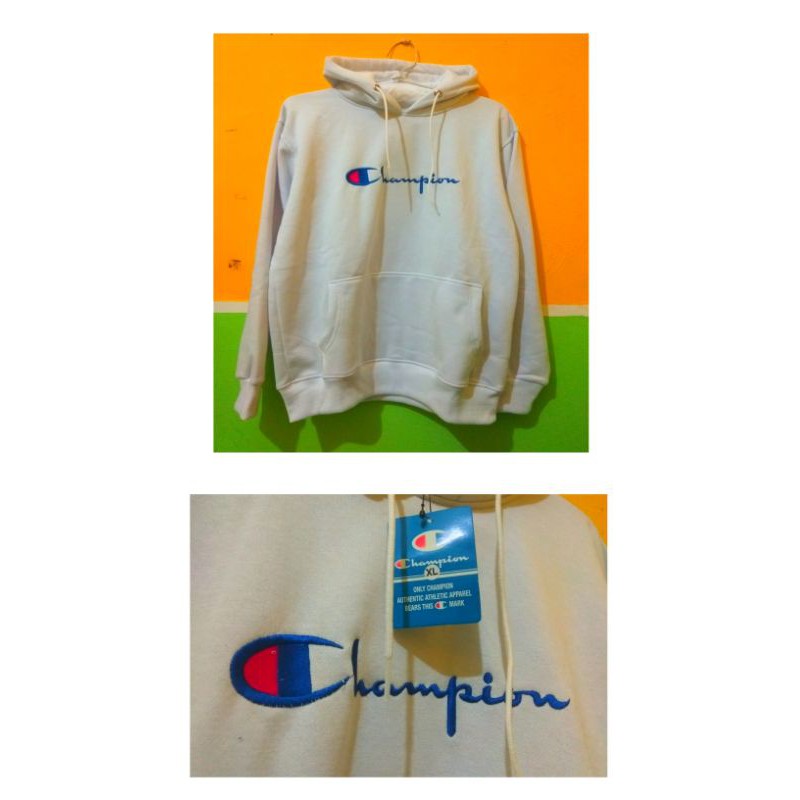 HOODIE CHAMPION LOGO SCRIPT BORDIR ORIGINAL QUALITY