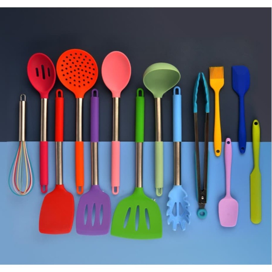 Sillicone Utensil Set 15 Pcs / Peralatan Masak Sutil Spatula Silikon