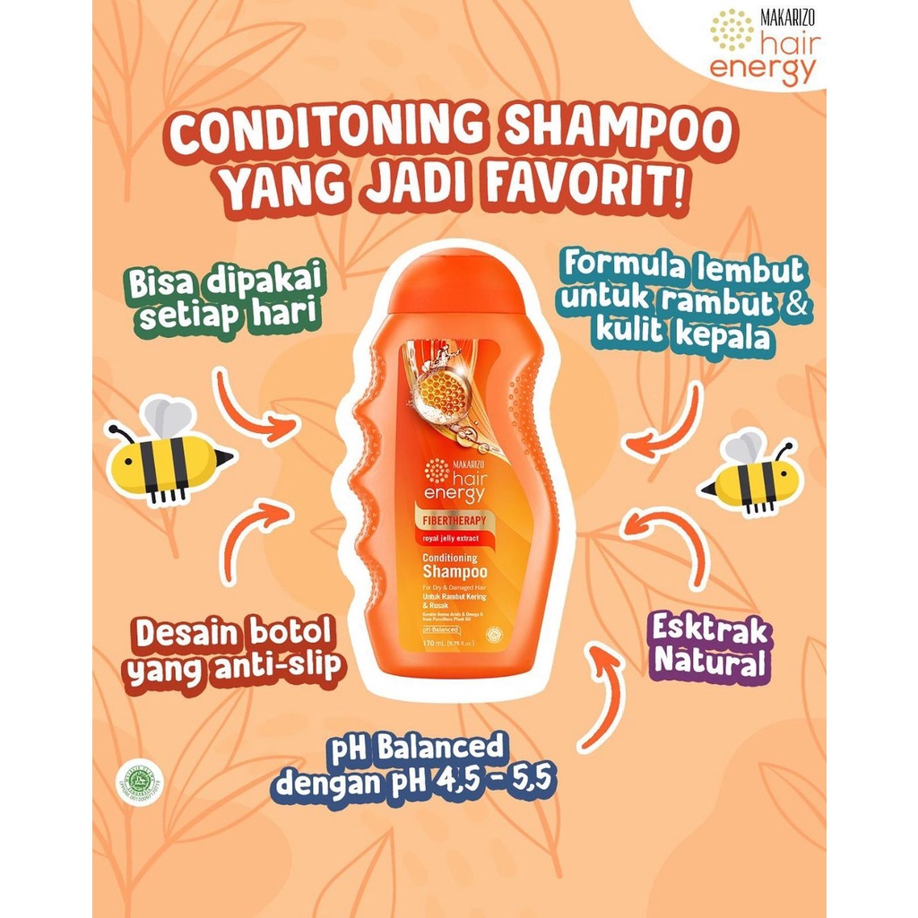 Shampoo Makarizo Hair Energy Texture Experience 330ml &amp; 170ml RAMBUT KETOMBE LEPEK KUSAM KERING BERCABANG Conditioning Sampo Aloe &amp; Melon Shampo Kondisioner ORIGINAL BPOM