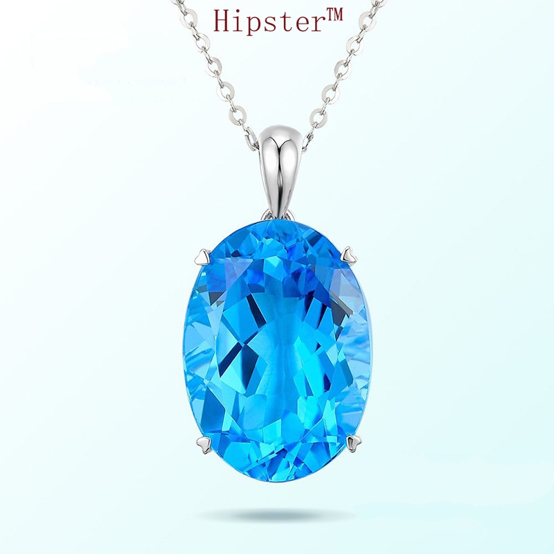 New Elegant Natural Sapphire Pendant Silver Necklace