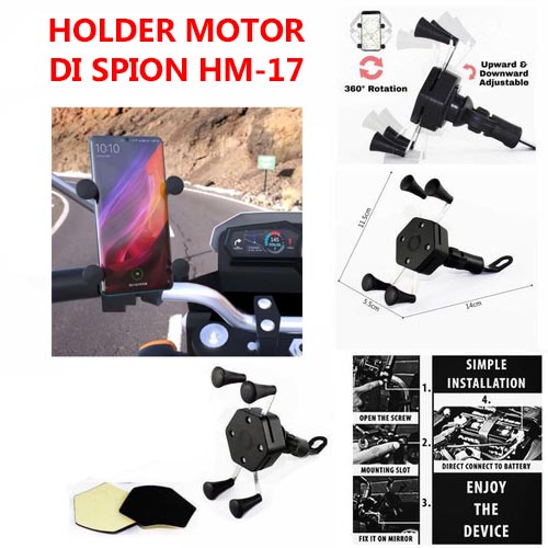 Holder Spion Motor Handphone HM17 Holder Dudukan Hp Universal HM 17