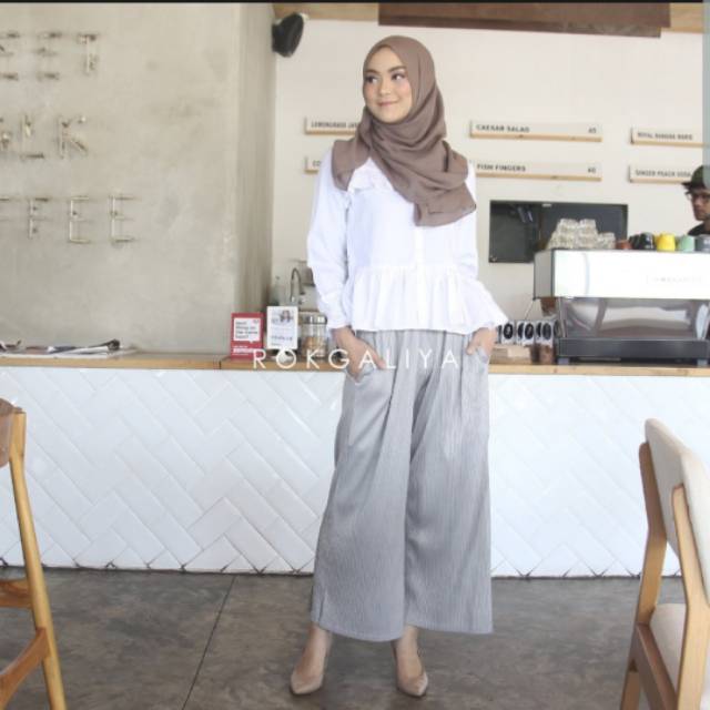 ALANA CULOTE GREY Celana Kulot Plisket by RokGaliya Rok Galiya
