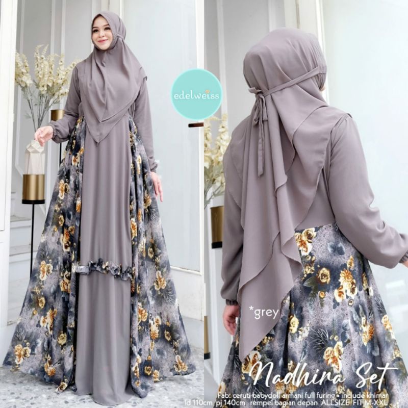 nadhira set dress syari ori edelweis