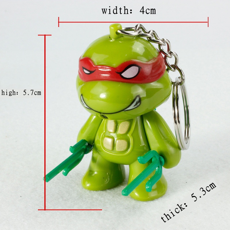 1pc Gantungan Kunci Action Figure Teenage Mutant Ninja Turtles Bahan PVC Dengan Lampu LED