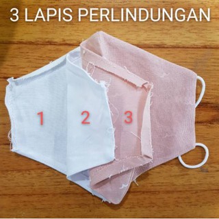  MASKER  KAIN  KATUN  MODEL  EARLOOP 3 PLY Shopee Indonesia