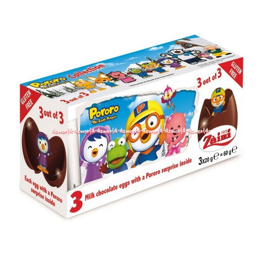 Zaini Pororo Piguin Coklat Telor Egg Chocolate Berisi 3pcs isi Mainan Anak Pororro Zainni Porroro Eggs Egs Chocolate