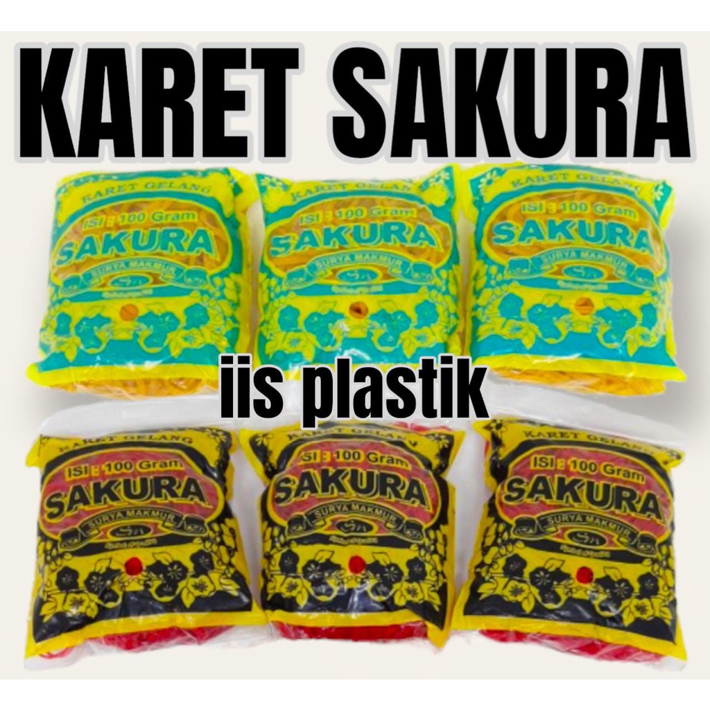 Karet Sakura kuning/merah 100 gram- karet gelang kecil