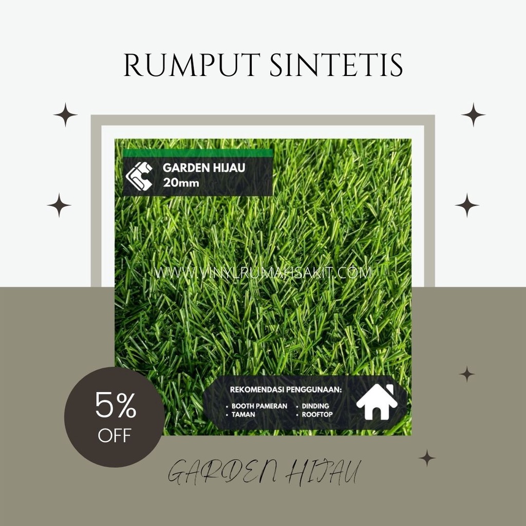 [PROMO] Rumput Dinding/Rumput Sintetis GARDEN HIJAU 20mm