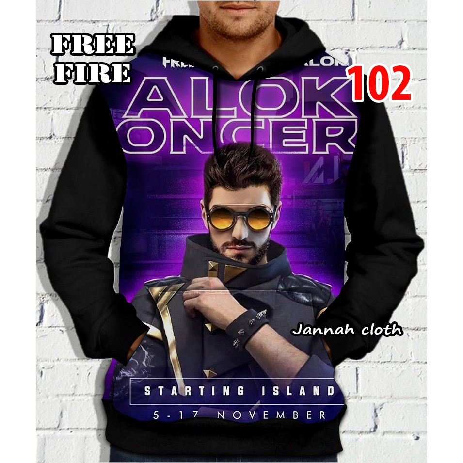 Hoodie Jaket Free Fire DJ Alok Bundle FF Motif Printing Shopee Indonesia