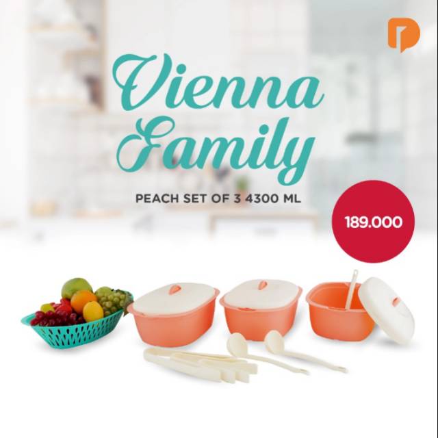TEMPAT SAJI WADAH MAKANAN PRASMANAN VIENNA FAMILY PEACH TEMPAT SAJIAN KADO NIKAH ANNIVERSARY
