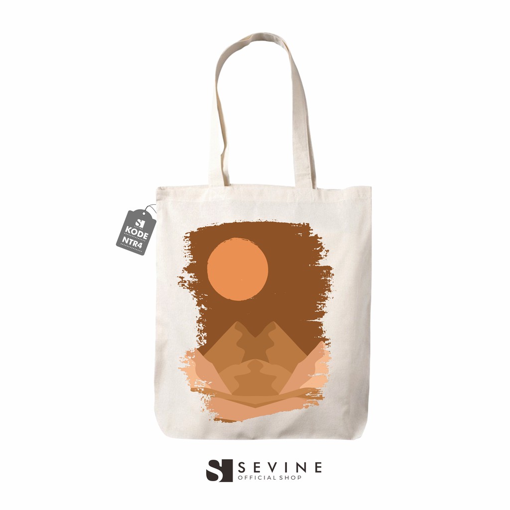 Sevine Tote Bag Resleting Tas Wanita Totebag Aesthetic Nordic Paint Vintage Mountain - NTR