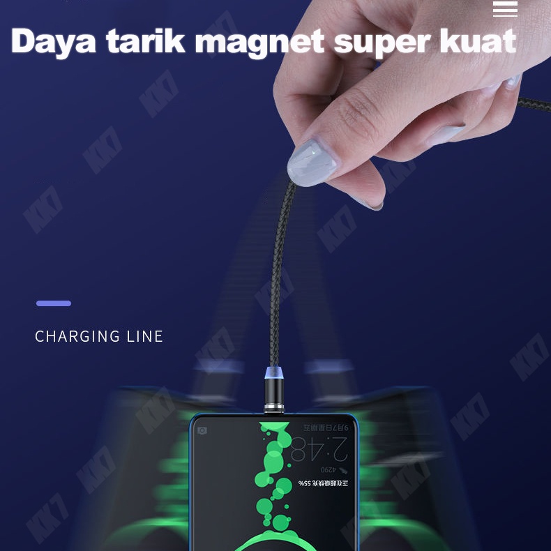 Magnetik Kabel Pengisi Daya Ponsel 3in1 Kabel Charger Hitam