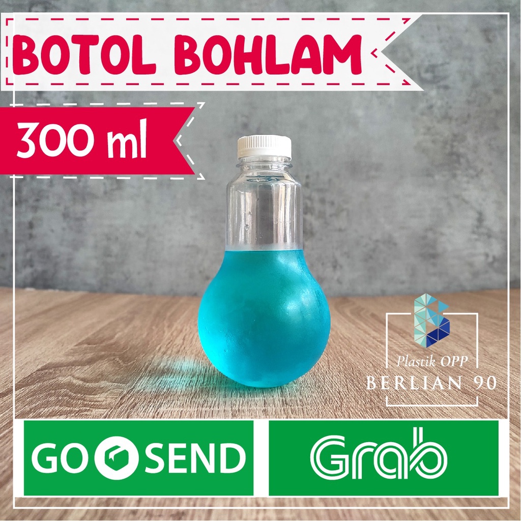 Botol Plastik Bohlam 300 ml Botol Plastik Lampu Bohlam 300ml Botol Jus Botol Unik Botol Lucu
