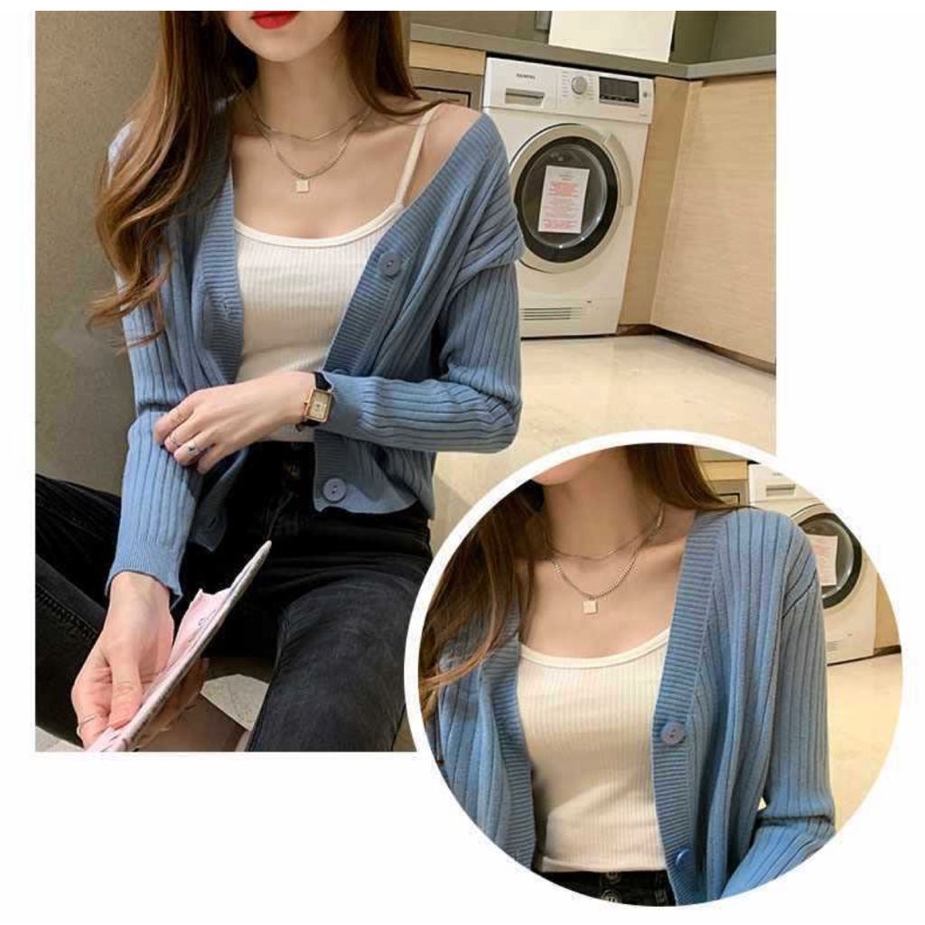 C370 • Cardigan Rajut Import • Knit Sweater Lengan panjang • Atasan Outer Korean Style