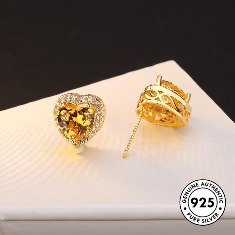 Anting Tusuk Sterling Silver 925 Desain Hati Elegan Untuk Wanita