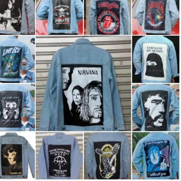 Sudah READY.. Jaket Jeans Denim Levis Gambar Sablon Emblem Premium Original Streetwear