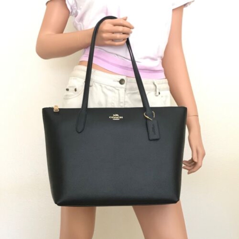 Coach Signature Zip Tote Black Leather (C4455)