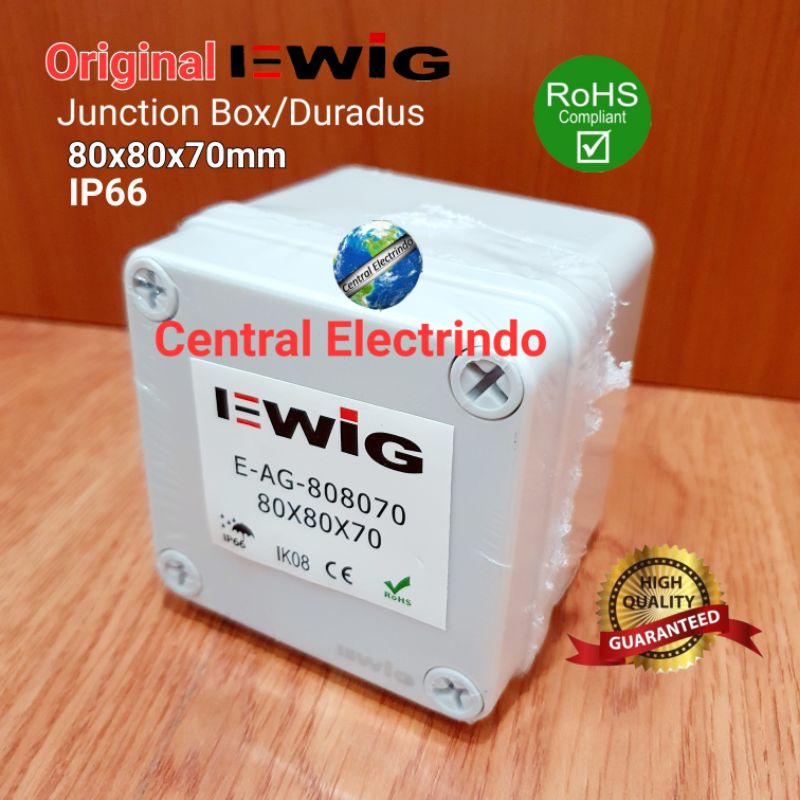 Junction Box AG 80×80×70mm Box Panel Plastik ABS EWIG Polos IP66.