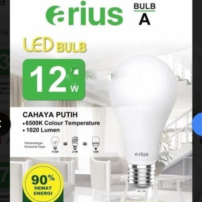 Arius Lampu LED Bulb Terang Hemat Energi/ Bohlam Bergaransi LED Arius 12Watt 3 Free 1