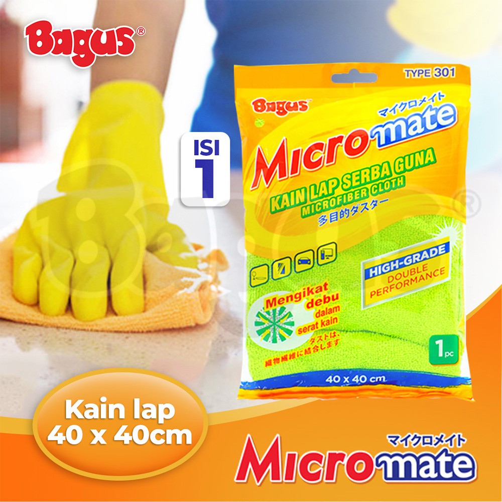 Bagus Micromate Kain Lap Mobil Microfiber Serbaguna 1pc 40X40 301