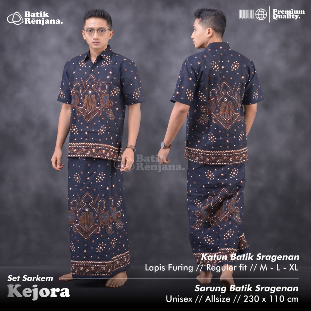 SARKEM KEJORA Kemeja Baju dan Sarung Batik Pria Dewasa Premium Lebaran Asli Solo RENJANA