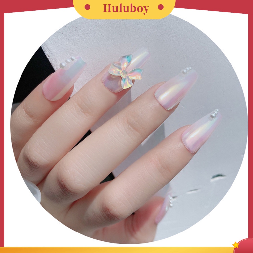 Huluboy Huluboy♡ 10pcs / Set Ornamen Pita Es Penetrasi Efek Aurora 3D Glitter Untuk Dekorasi Manicure Wanita