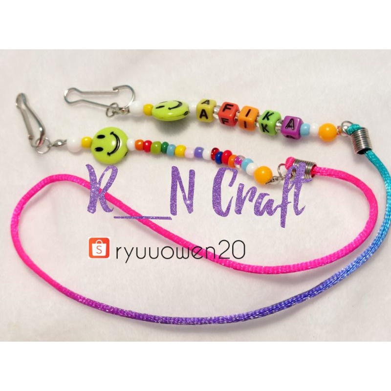 Strap masker custom nama anak /Strap manik masker anak /Gantungan masker nama