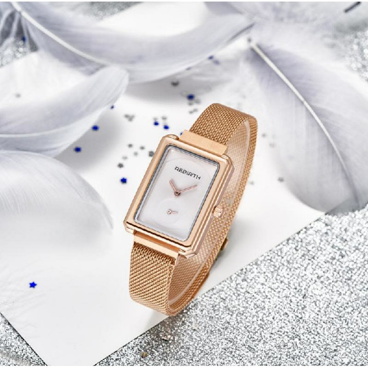REBIRTH Jam Tangan Wanita Analog Quartz Strap Pasir Premium Fashion Import Lux Steel Mesh Band Watch
