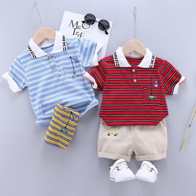 kemeja polo anak laki laki 1 - 5 tahun setelan import kerah crocodile POLO SHIRT SET setelan anak laki laki baju anak cowok