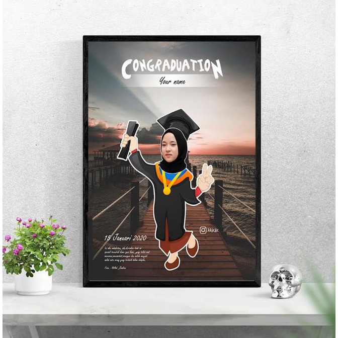 Diskon Edit Foto Kado Wisuda Bagus Unik Ukuran 10R + Bingkai, Desain Foto - Wanita