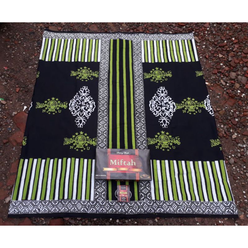 sarung batik Miftah dewasa sarung batik cap pekalongan salur lurik hijau putih lapis NU Nahdlatul ul