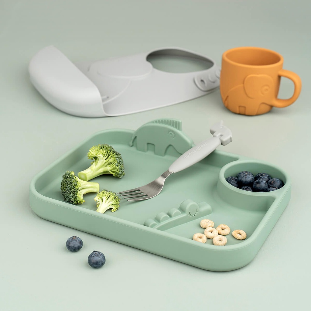 Done By Deer Peekaboo Compartment Plate Deer Friends GREEN