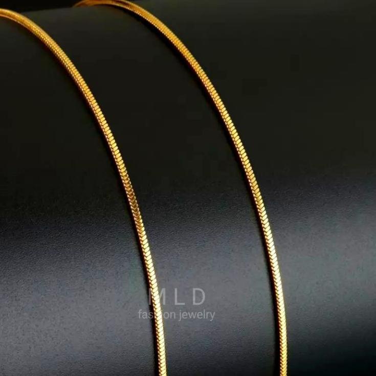 LANGSUNG KIRIM.. Kalung Titanium Pria Wanita Gold Emas Silver Perak Cowok Cewek Putih Keren Original