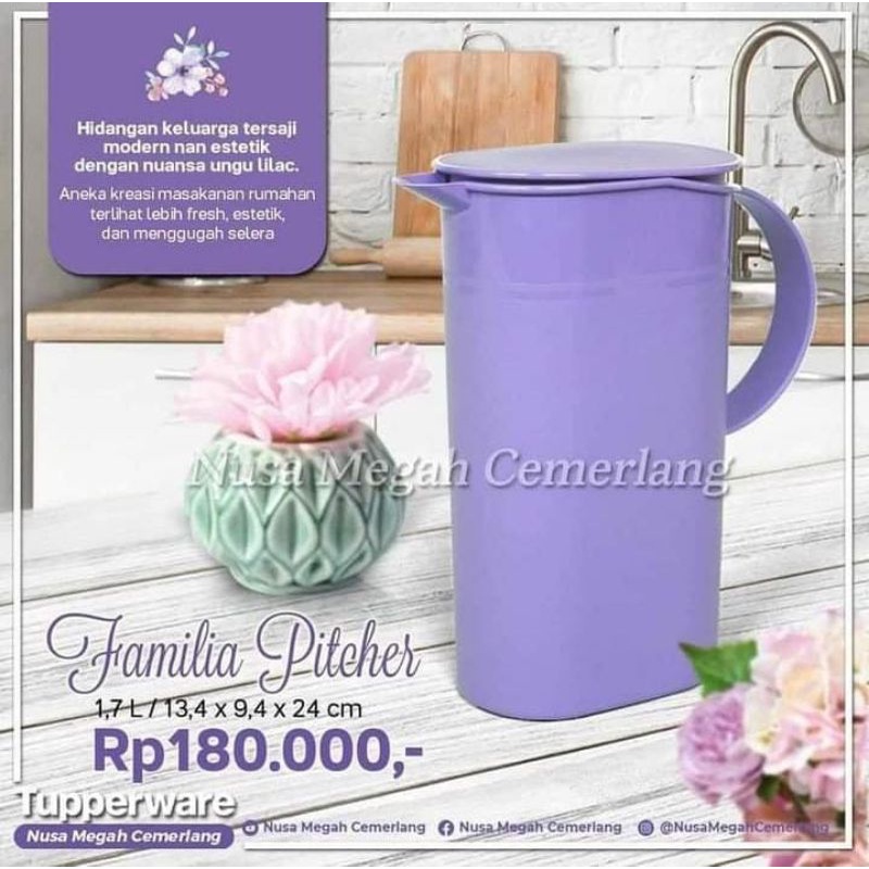 PROMO Tupperware  Familia Pitcher 1.7L Ungu Preludio Pitcher
