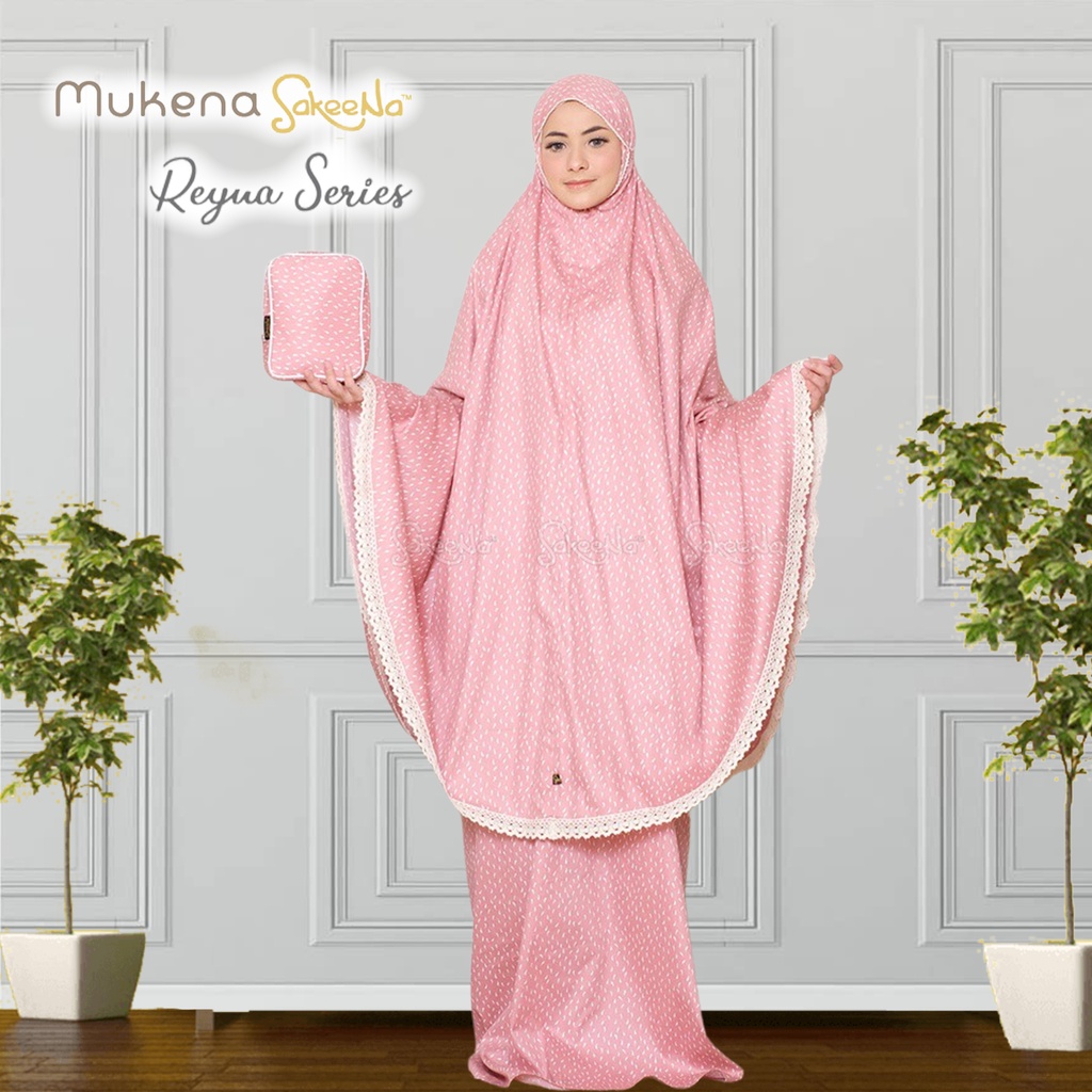 Mukena Mewah Katun Jepang Ori Premium Motif 2 in 1 Dewasa Jumbo Bahan Adem Sakeena