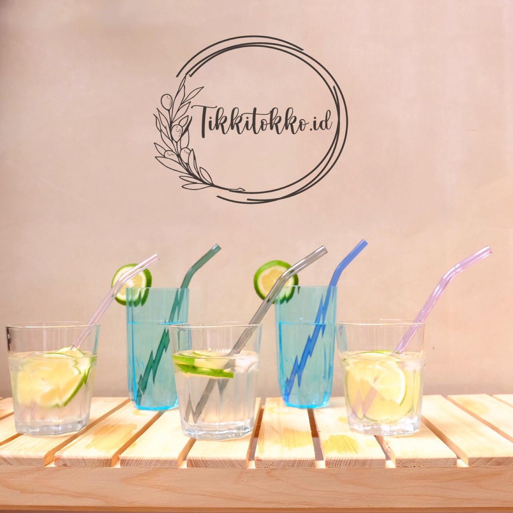 (BARU) Sedotan Kaca Lurus Bengkok Warna Warni Pyrex Reusable Eco Friendly