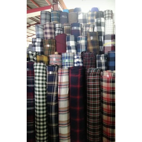 Bahan kain flanel motif kotak