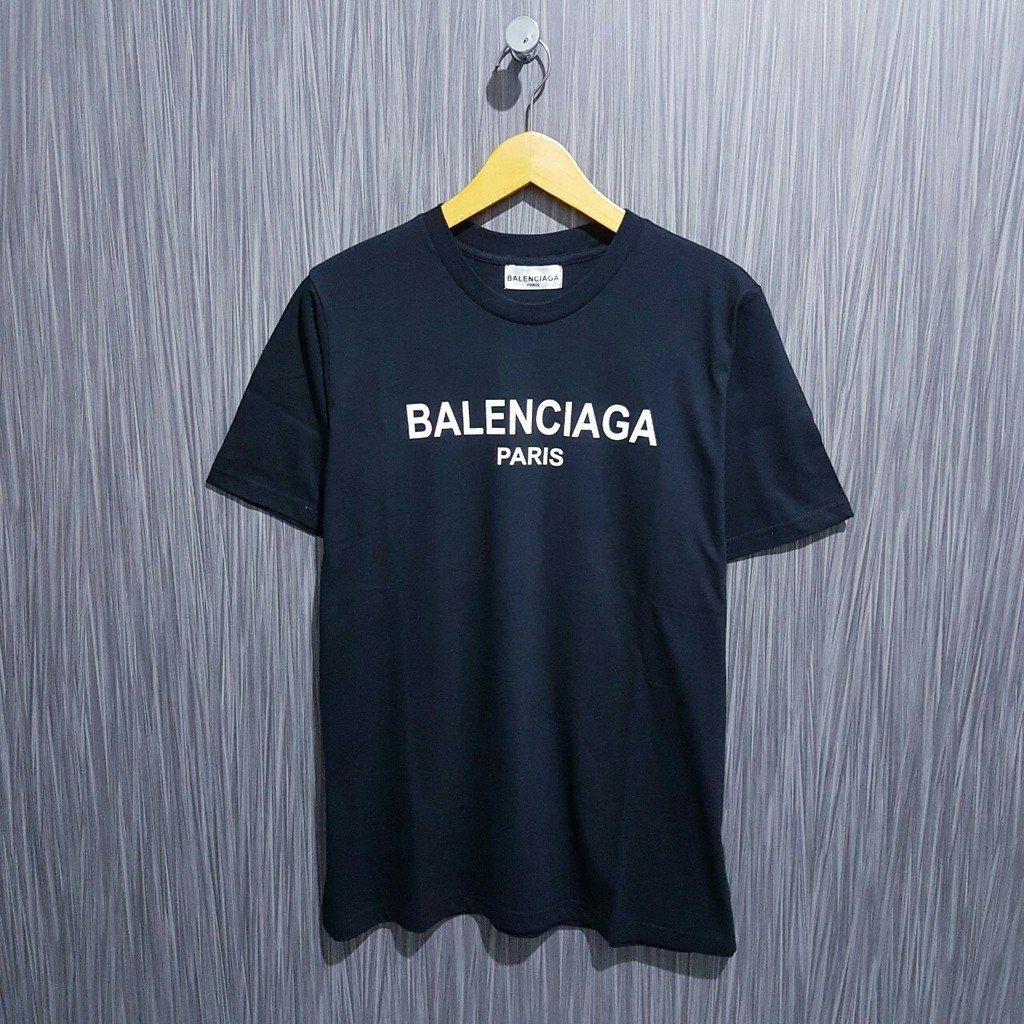 BAJU KAOS  PRIA BALENCIAGA  PARIS FONT WARNA HITAM KUALITAS 