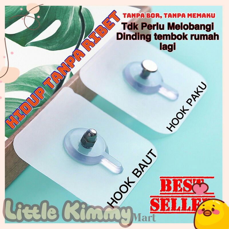 Gantungan Tempel Magic Hook Paku Mur/Baut Tanpa Bor Stiker Dinding Hanger Pigura Handuk Sudut Lem Te