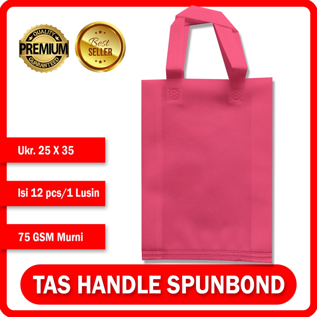 

Souvenir Tas Press Goodiebag Spunbond Handle - Merah Muda 25CM x 35CM Lusinan / Tas Press Spunbond