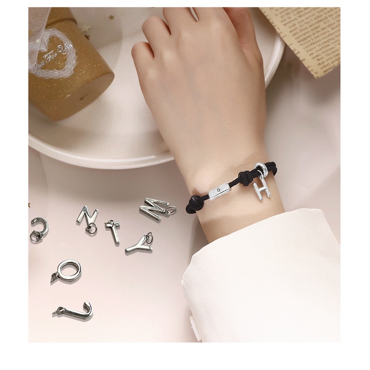 Gelang inisial Huruf /Gelang couple Sun and Moon Gelang sahabat Original Arctic Deer