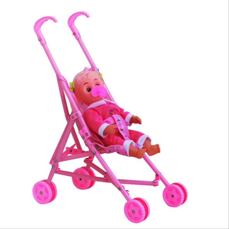 MAINAN ANAK PEREMPUAN MAINAN BONEKA BAYI STROLLER DAPAT MENANGIS