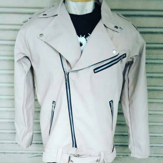 Jaket double kerah krem